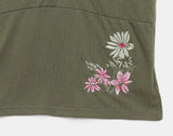 Nike V-neck Flower Embroidery Short Sleeve T-shirt