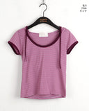 Leon Stripe Color Matching Short-Sleeved Hooded T-Shirt