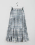 Reimi Banding Check Tiered Long Skirt