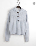 [Wool15] Hound Cable Duffle Button Hood Long Sleeve Knit