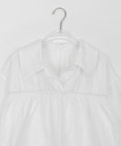 Ryuke nylon shirring collar short sleeve blouse