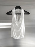 Braided Backless Cowl Neck Halter Padded Top