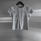 Rail Pintuck Printed Short Sleeve T-shirt