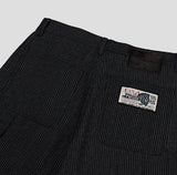 Pinstripe Workpatche Wide Denim Pants