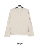 Heren Roll-up Slub Henley Neck Long Sleeve
