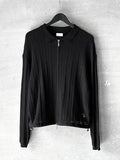 Herringbone punching two-way knit zip-up