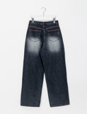 Senreto washed stitch denim pants