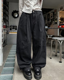 No-pin curved cut cotton balloon pants