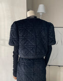 Label Quilted Velvet Puff Jacket