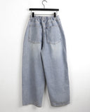 [MADE] Betts Light Washing Back Banding Denim Long Wide Pants