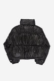 Piping shirring high-neck short padded jumper