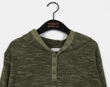 Zeke Stripe Bokashi Button Color Matching Hood T-shirt