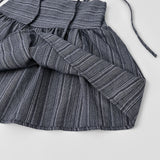 Striped flare string sleeveless wide banding pants two-piece