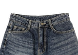 Quart Brushed Deep Blue Denim Washing Wide Pants