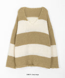 Rutina Stripe V-neck Over Knit