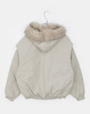 [Quilted lining] Boyin hooded fur hooded padded jumper