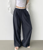 Rustling Color Matching Ice Wide Slacks Banding Pants