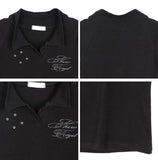 Lasso Eyelet Lettering Collar Tee