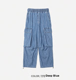 Summer cool cargo banding denim pants