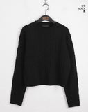 Rolf Cable Round Crop Long Sleeve Knit