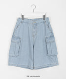 [unisex] Netico Banding Bermuda Denim Cargo Pants