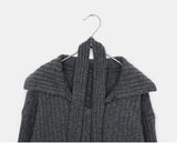 [Belt + Knit SET] Liha Open Collar Waistband Two-Way V-Neck Long Knit
