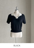 Steady Half Open Collar Short Sleeve Knit