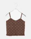 Kura Dot Sleeveless Frill Cardigan Set