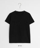 Harletter Star Embroidered Crop Short Sleeve Tee