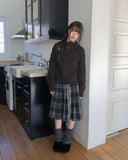 Siha Pleated Midi Check Skirt