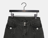 Leon Button Capri Denim Three Quarter Pants
