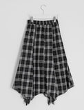 [BAONHAUS] Chemini Check Unbalance Long Skirt