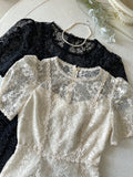 Bouquet embroidery lace one piece