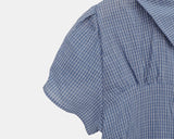 Shukong Check Short Sleeve Blouse