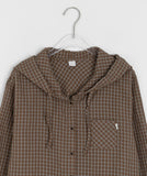 Heiki Pocket String Check Hood Shirt