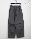 [UNISEX] Wells Pintuck Shirred Nylon Two-Way Long Wide Jogger Pants