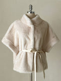 Meryl Eco Fur Mink Short Sleeve Cape Jacket (Belt Set)