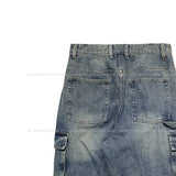 Tin washed strap cargo denim