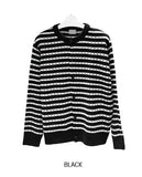 Moment Punching Stripe Knit Cardigan