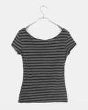 Anzo Stripe Off-Shoulder Short Sleeve T-Shirt