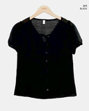 Heres Back Ribbon Puff Blouse