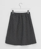 Mudori Wool Check Banding Midi Skirt
