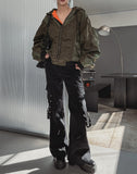 Akan eyelet strap semi-bootcut pants