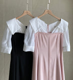 Jerin Color Matching Collar Flare One Piece