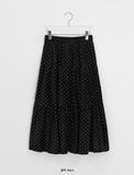 Chikelt Velvet Dot Frill Banding Long Skirt