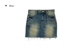Medal Washing Denim Mini Skirt