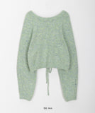 Locoi back ribbon mix color wool crop knit