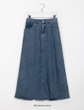 Shuku tassel banding denim long skirt