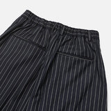 Striped wide pin tuck slacks