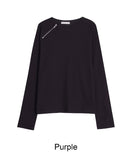 Renid Waffle Zipper Long Sleeve Tee